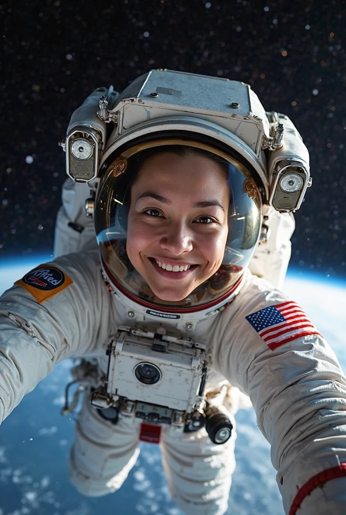 (photographic:1.3), (RAW photo:1.3), (ultra wide lens:1.3), (far shot:1.3), (selfie shot:1.3), (an astronaut taking selfie floating on space:1.3), (helmet on:1.3), (infinite space behind him:1.3), (no gravity:1.1), soft lighting, film grain, Fujifilm XT3, dslr, masterpiece, best quality, realistic, high-quality, realistic works, ultra-high details, 8k uhd, real skin material,abstract dream, space, intricate, grand scale, alone, cinematic film still, insane detail, sharp focus, depth of field, realistic lighting, (realistic perspective), complex, (multiple subjects), 4k HDR,<lora:add_detail:0.5>,<lora:more_details:0.25>,<lora:FantasyWorldV1:0.25>,