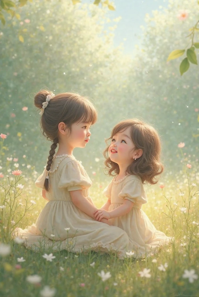 A girl's nose to a flower Smelling