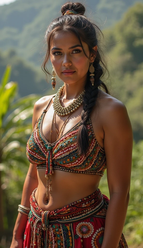 indian girl ,Carpenter, blouse, micro skirt, protective helmet, cleavage, huge , perky , thin waist, wide hips, thick thighs, short hair, construction site, wooden plank, wooden beam, photographic resolution, vibrant colours, perfect face, perfect hand, hyperrealism, highly detailed, intricate details, uhd, 8k