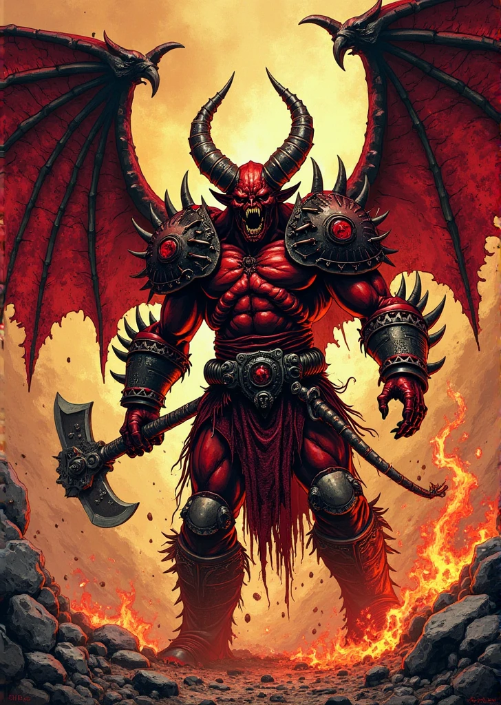 mj, cinematic, close-up, demon with goat head with big horns, strong and strong upper body, demon skins, skins, (claws, wings)), demonic armor, blood splatter, skulls on the ground, standing in blood ritual, medieval, dark room, dim light, masterpiece, realistic, oil painting,
AI Midjourney style RTX, 4k, Gabriele Dell'otto, AI Midjourney, bright saturated colors, watercolor, oil paints, HDR, 500px, 4k,