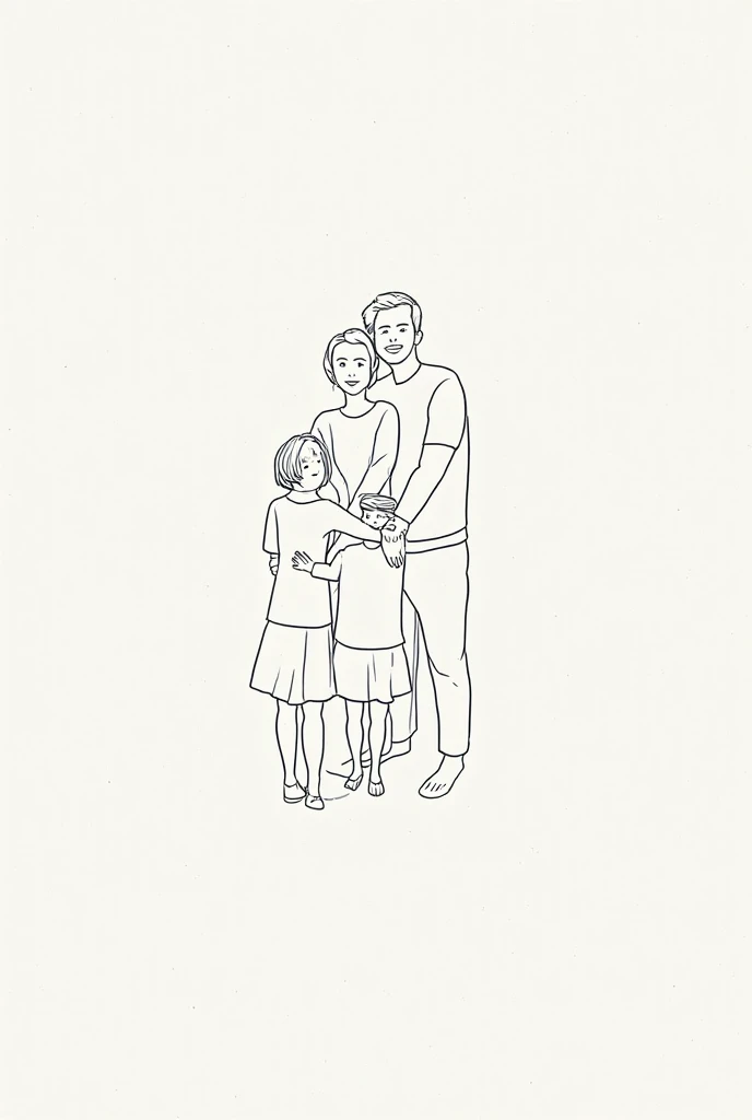 A single line drawing of a father and mother hugging their son who graduated in pencil line