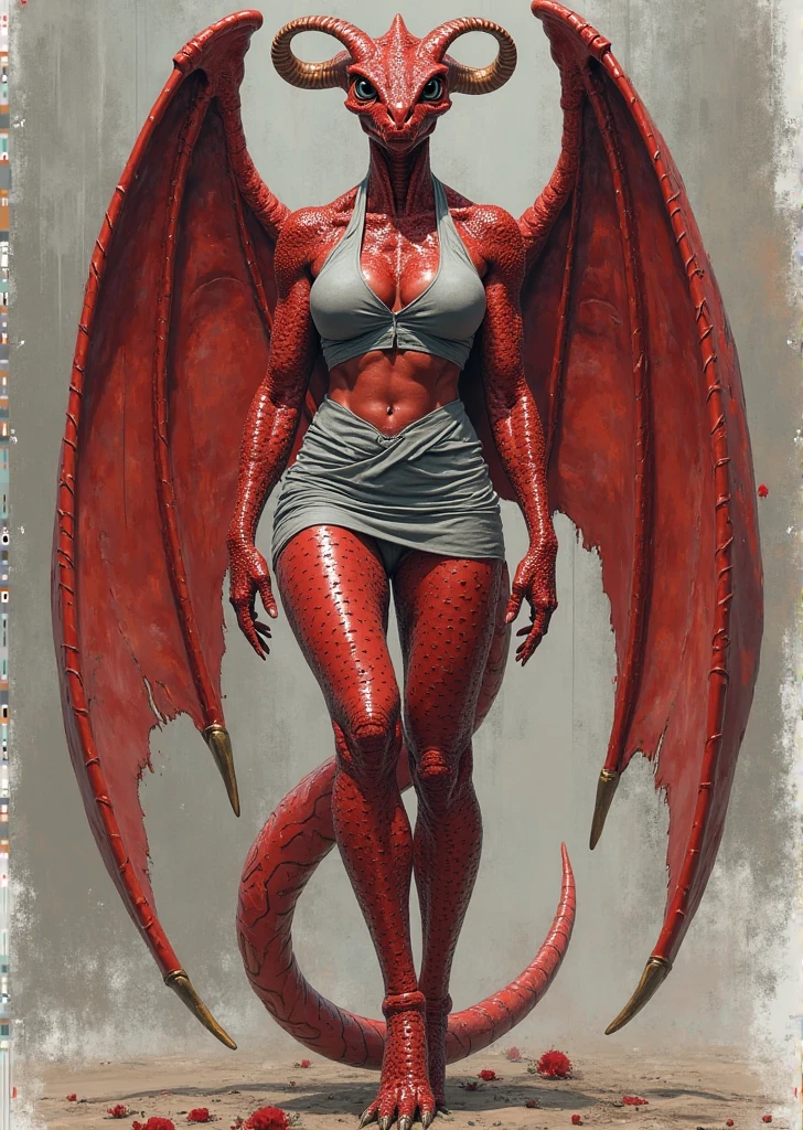 (megan fox), ((((((1 muscular demon girl)))))), (((huge upper body))), long hair, ((((huge demon wings))), (((pale skin))), (((sharp teeth, Huge horns, large nails))), navel, ((((full body front view)))), (((perfect hands, perfect fingers))), (((black empty background)))