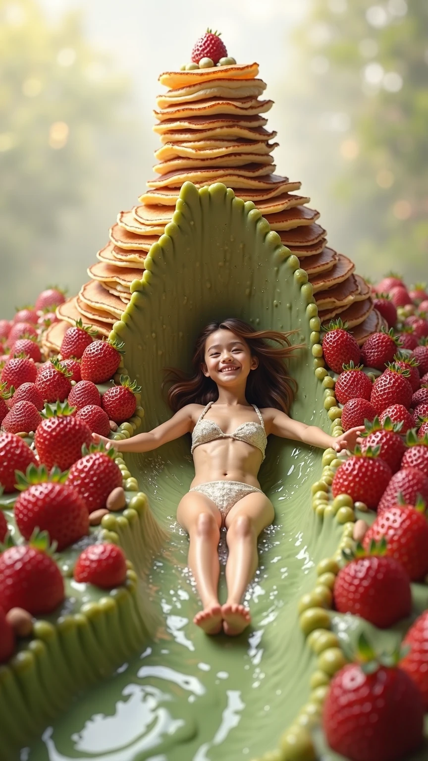 vscore_9, score_8_top, score_7_top, score_6_top, score_5_top, very beautiful naked woman, (knees bent and thighs raised with legs spread wide: 1.5 ), (lying on her back: 1.6), covered in whipped cream (full body decorated with sliced fruit, banana on crotch, strawberry on nipples, breasts, nipples and vagina covered generously with whipped cream to hide nipples and vagina: 1.9), cowboy shot:1.5, shot from above, close-up, (anatomically correct body structure), incredibly detailed, highly detailed face, highly detailed lying body, smiling face, luscious lips, piercing eyes, perfect skin, slim waist, large breasts, dramatic lighting, glossy finish, natural colors, cinematic composition, elegant, sensual and erotic