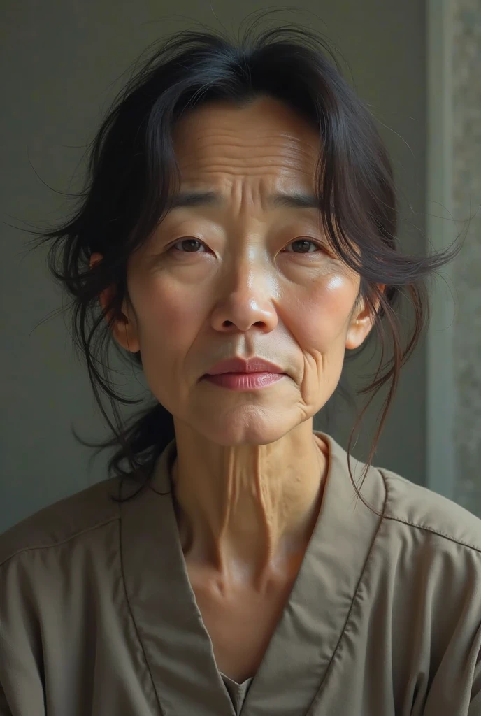 ((Highest quality、8K、masterpiece:1.3))、Photorealistic, Sharp focus, high resolution, High resolution, Portraiture, alone, Japanese, Middle-aged women, Beauty, A glimpse of cleavage, 60 years old, plump, Wavy Hair, shirt, Wrinkles around the eyes, Fluttering skirt,白のshirt