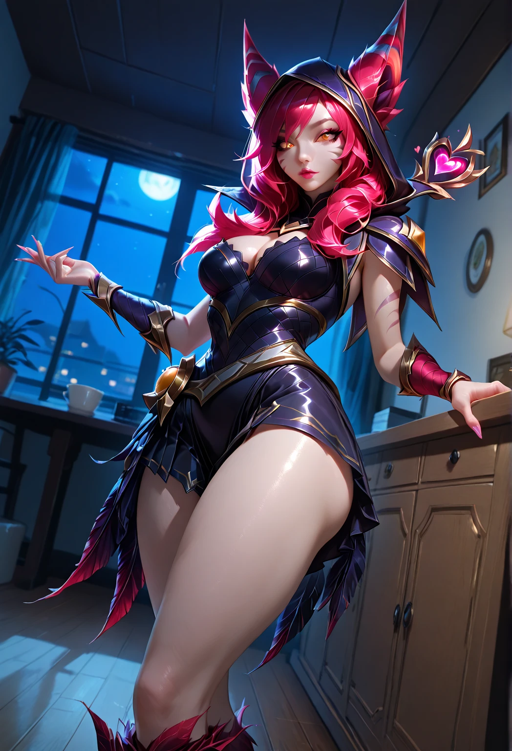 A female succubus (peitos pequenos, cabelos azul-escuros), obra-prima, melhor qualidade, (papel de parede CG unity 8k extremamente detalhado), (melhor qualidade), (best illustration), (melhor sombra), absurdos, lifelike lighting, (Abyss), lindo brilho detalhado, pose natural, de corpo inteiro, standingn, petals falling, interior, fanning, lanterna, 16K, HDR, highres, campo de profundidade, (grain of film: 1.1), boken, hora dourada, (lens flare), vinheta, rainbowart, (color classification: 1.5)
