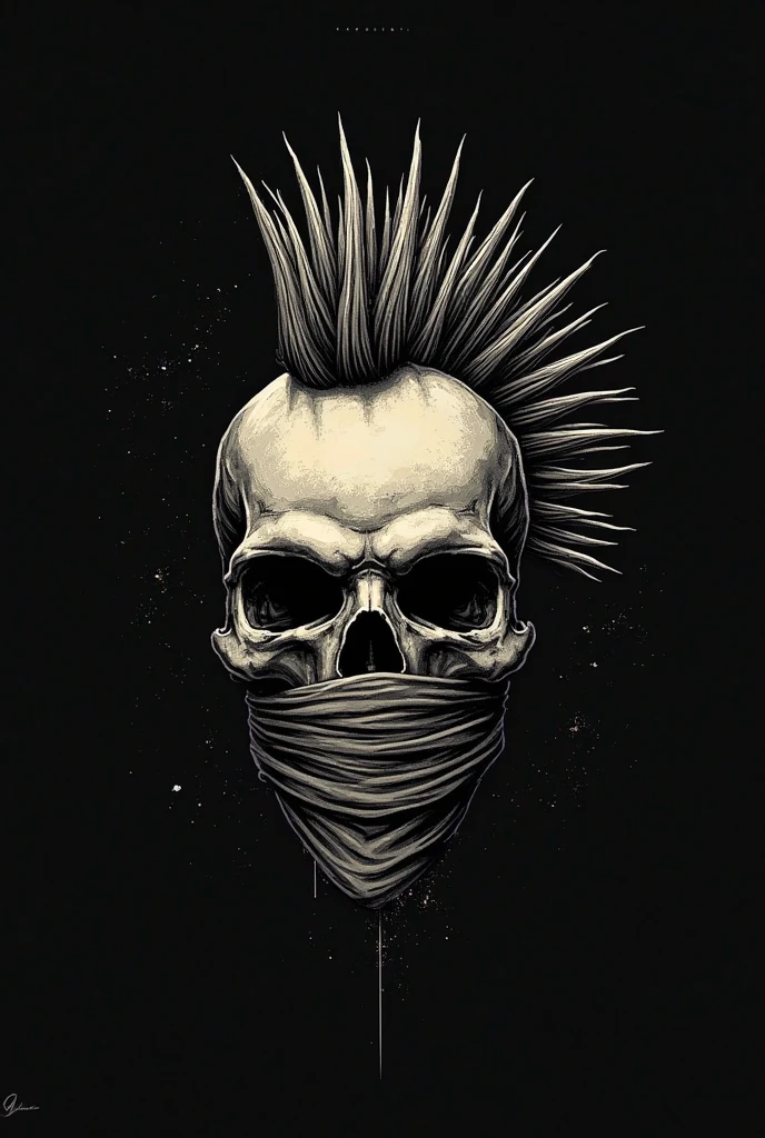 Human skull smoking a cigar. Next to it is a traditional Argentine mate. minimal style. in black and white. T-shirt design style.