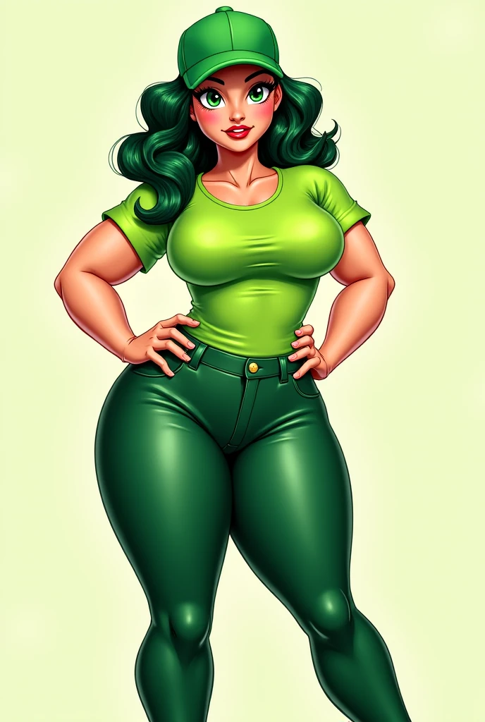 40k, Cinematographer, Masterpiece, Best Quality, dark gray background, With glasses, from the rear, nsfw, full body view, head to toe ,(1girl blue eyes and long green hair), until wait using, (sexy bra and thong : 1.3), (green outfit: 1.3), (chubby body: 1.3), (large breast : 1.3), (big ass: 1.3), (full body head to toe visible:1.3)