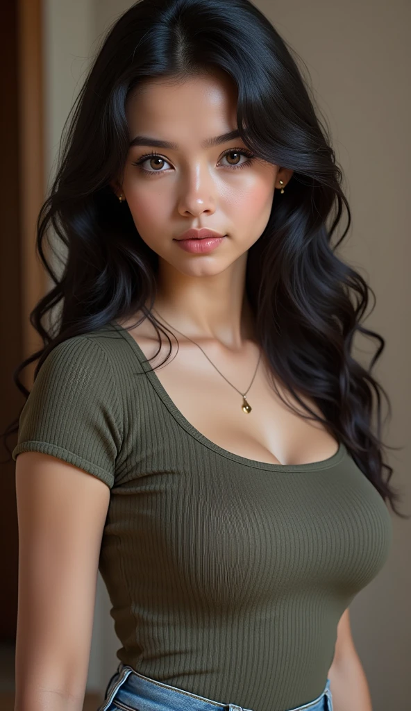 16 year old Asian, (large breasts), tank top, jeans