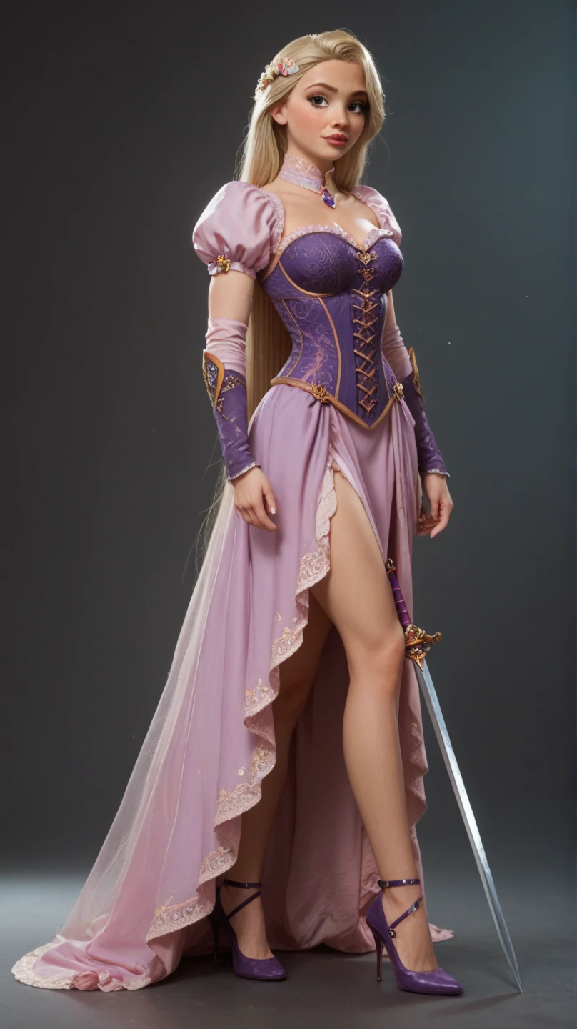 women in purple with bow , archer clothe , perfect detail, 