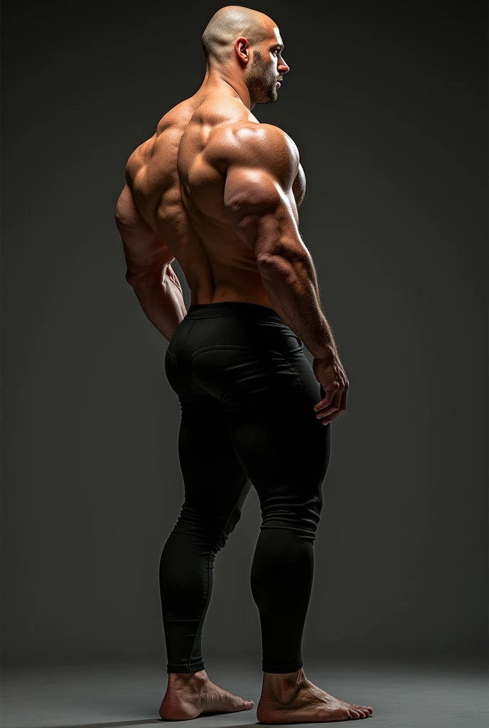 A teenage boy, with brown hair, with a wet shirt, two large marked pectorals, a long lycra style pants, black stockings, without shoes, in full nelson position.
