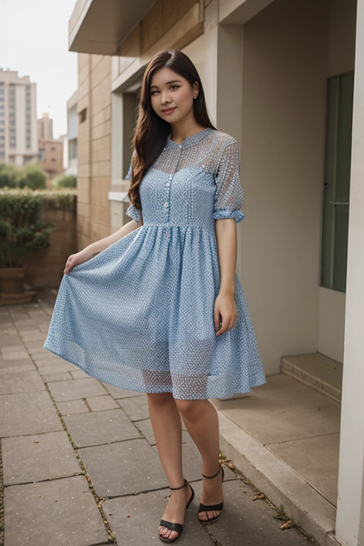 Beautiful Female,solo,Casual dress,dutch angle ,beach