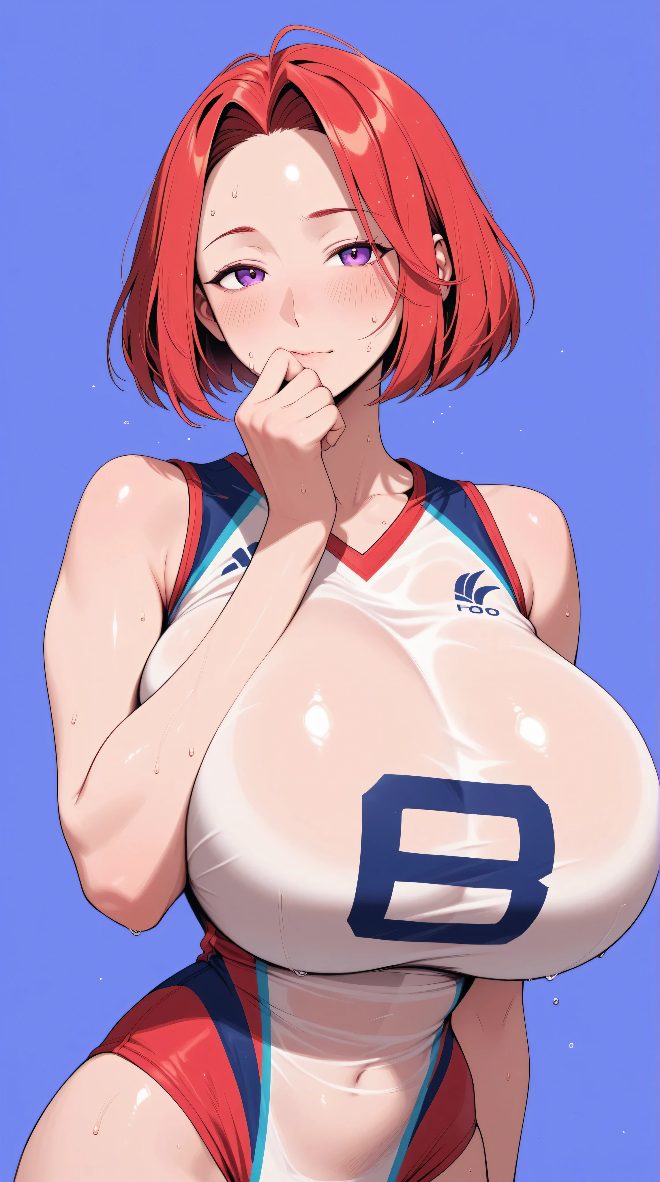 score_9, score_8_up, score_7_up, score_6_up,floox style,surtr, arknights, red hair,big breasts, sagging breasts,, breast focus, , close-up, closed mouth, collarbone, , head out of frame, jacket,straight-on, lips, , open clothes, open jacket, purple jacket, purple track suit,, shiny, shiny skin,  sportswear, standing, steam, steaming body, sweat, sweatdrop, track jacket, track pants, track suit, unzipping, zipper, zipper pull tab, outdoors, (bare shoulders:1.2), jacket get down, deepgrab, deep skin, pov, , breast grab, 1boy, he grabbing her breasts, , spoken blush, light-skinned male