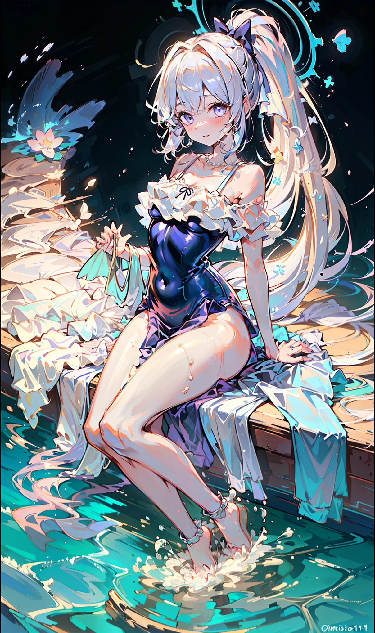 a girl, sexually suggestive, sitting, full color, Long white hair, Green eyes ,full body, Eyeliner, Red, open air, Rose, night, ruins, Butterfly,mine same as the original, mine, , (:1.2) rest, (cheongsam), (view from below), (place one's arms behind one's back), (wild lift), thin, Crotch, best quality, high resolution, unified 8k wallpaper, (illustration:0.8), (beautiful and delicate eyes:1.6), extremely detailed face, perfect lighting, Very detailed cg, (perfect hands, perfect anatomy), soles of feet,sitting,blond,red lips,Acting cute,((Feet close up)),completely naked,Complete feet,white,close up, ((Nude)), ((naked)), ((beautiful feet, toes)), ((fully naked, no clothes)), ((luscious feet)), ((no clothes)).
