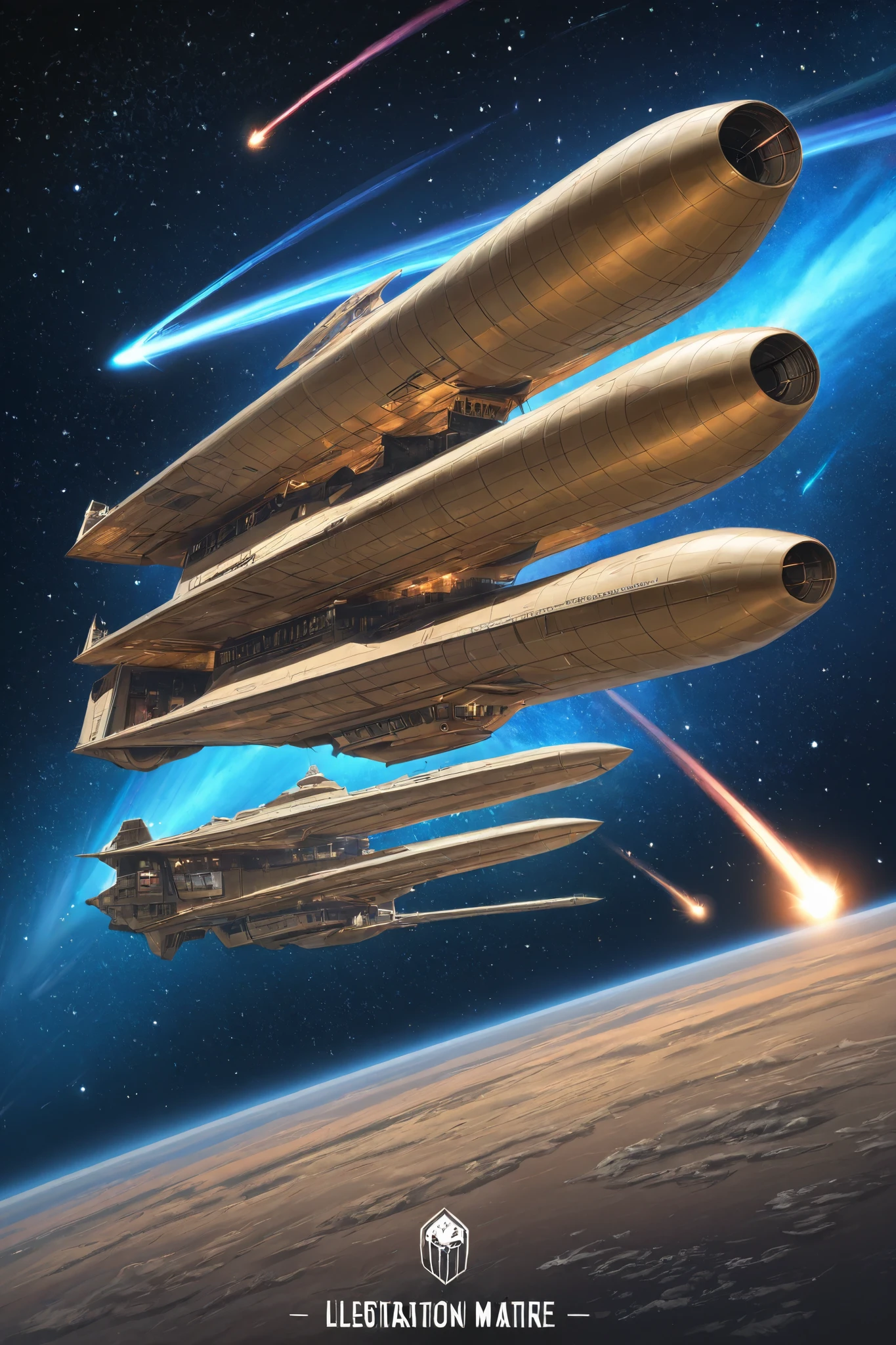 Space ship, captain future, comet, extremely fine and beautiful design, illustration, masterpiece,best quality, high resolution, 8k,