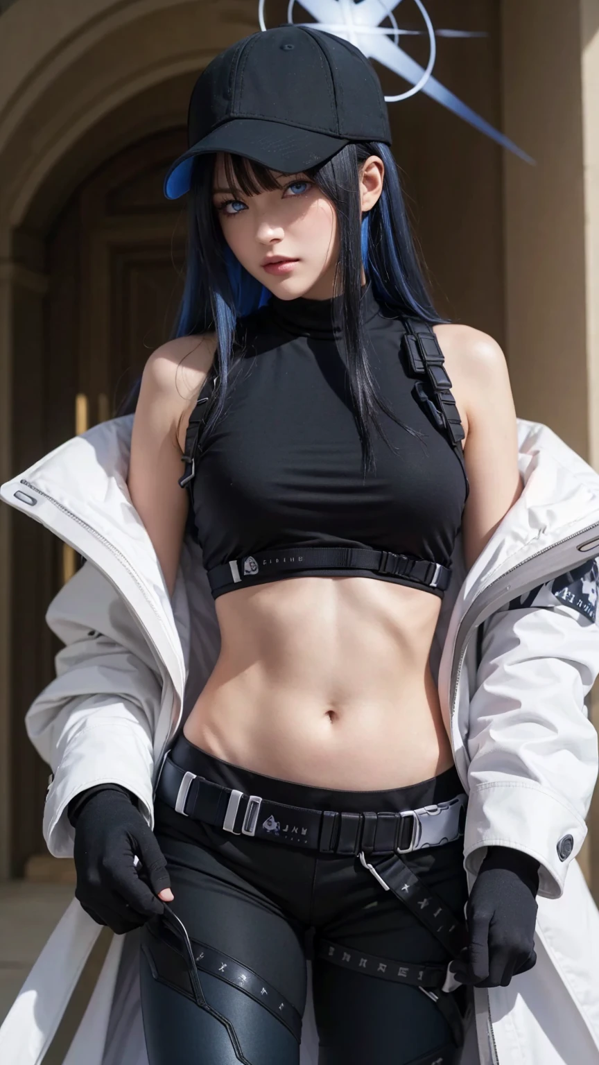 Rika stands at 5'6" with a lithe, athletic build. She has striking heterochromatic eyes—one a vibrant ghoul red, the other a deep, stormy blue. Her hair is long and raven-black, often tied back to keep it out of her way during combat. She has a distinctive scar running diagonally across her left cheek, a reminder of her brutal upbringing.