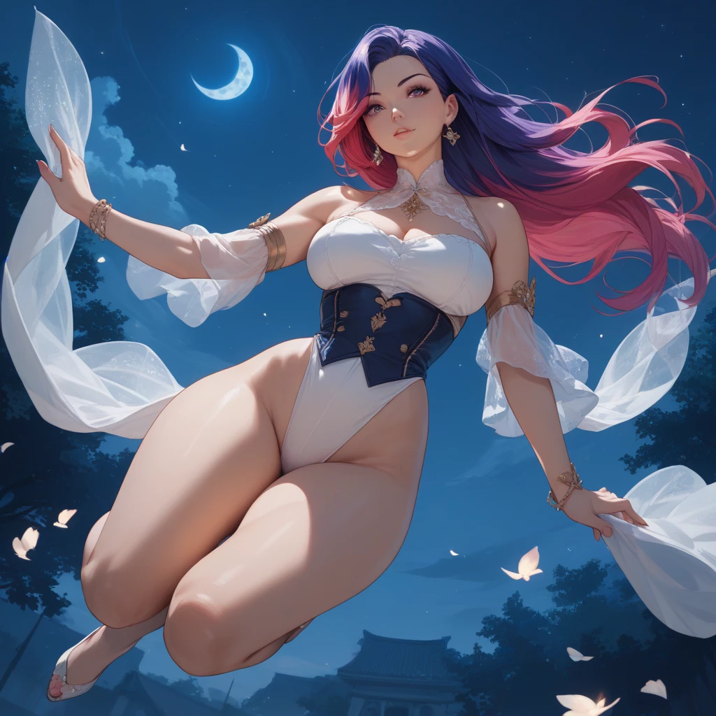 ((Melhor qualidade)), ((obra de arte)), (detalhado), seductive succubus, Ethereal beauty, empoleirado em uma nuvem, (fantasy illustration:1.3), olhar encantador, pose cativante, asas delicadas, encanto sobrenatural, mystical sky, (Luis Royo:1.2), (Yoshitaka Amano:1.1), noite de lua cheia, cores suaves, (detalhado cloudscape:1.3), (high resolution:1.2)