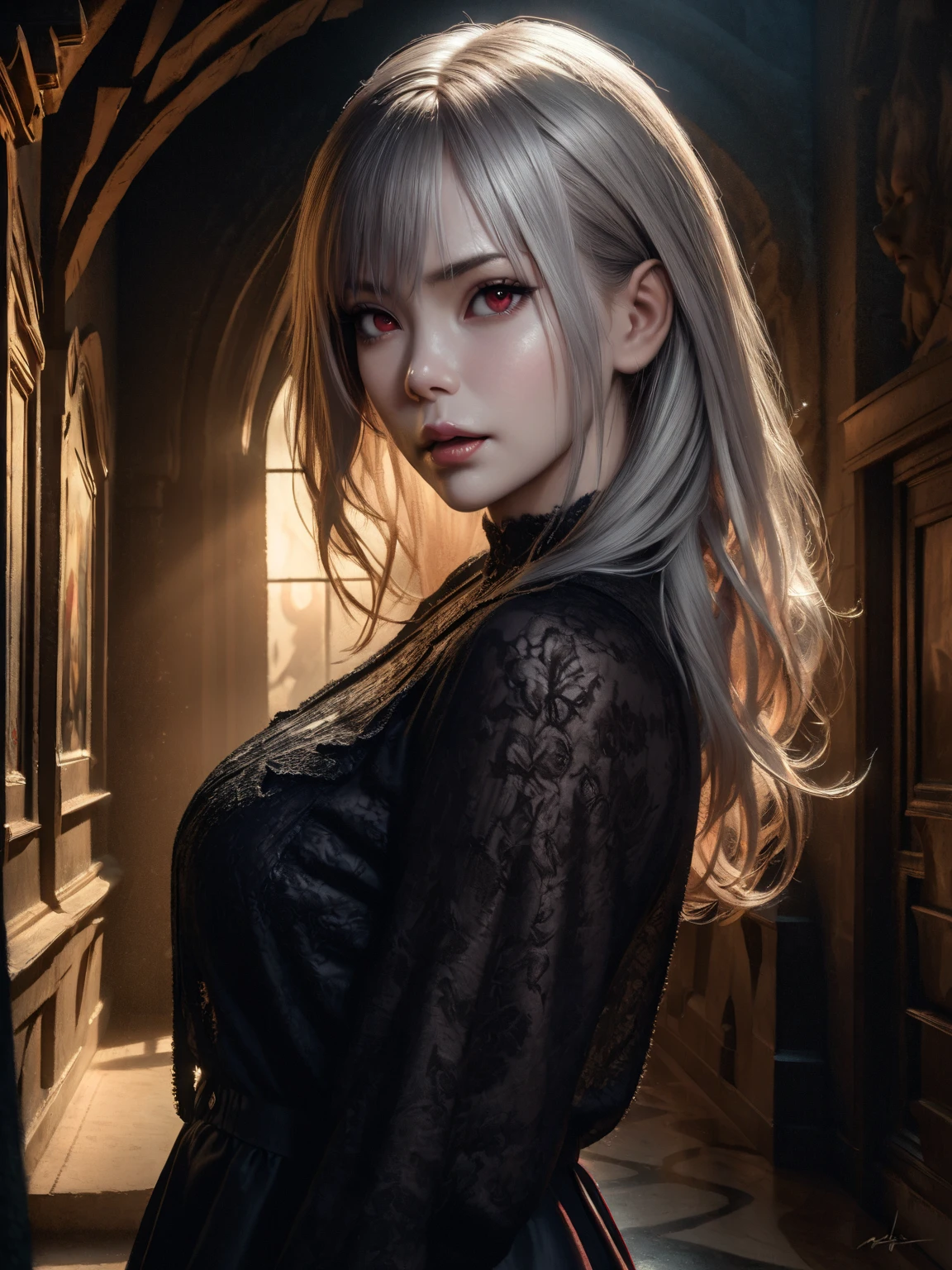(In the Dark: 1.6), surreal female portrait by David Hockney and Alphonse Mucha, fantasy art, photorealism, dynamic lighting, artstation, poster, volumetric lighting, very detailed faces, 4k, Award Winning, 1girl, In Dark, Deep Shadow, Low Key, Cowboy Shot, (Stewardess Uniform: 1.4), Long Hair, White Hair, Bust, Terminal, Medium 