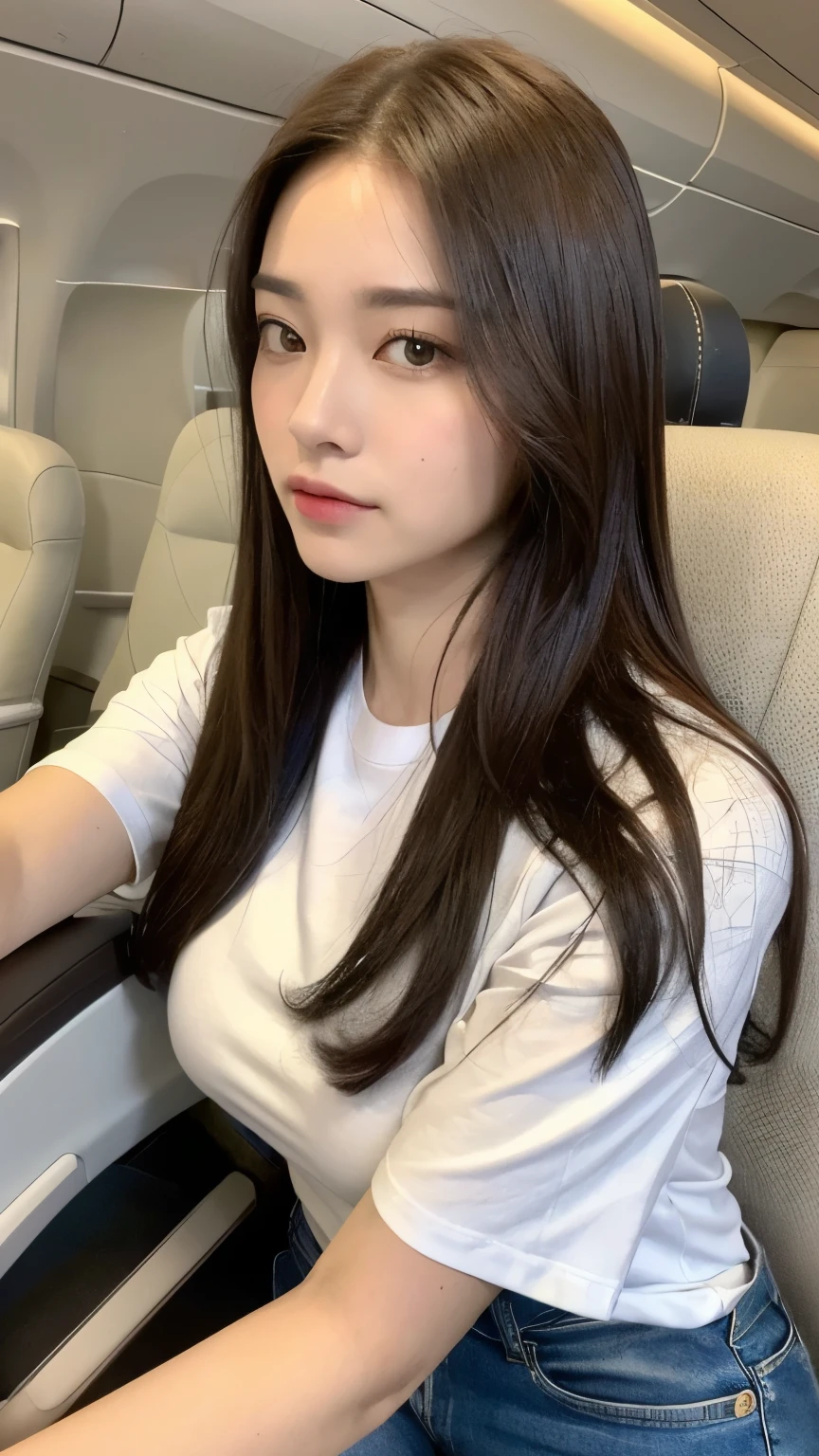 a beautiful woman with perfect figure, extremely detailed beautiful face and eyes, long flowing hair, extremely large breasts, full body, sitting on a train seat, gazing at viewer, seductively yawning and moaning on bed, pleasuring herself with one hand, rolling eyes, biting lips, lying on couch, nude, facing camera, wet clothes