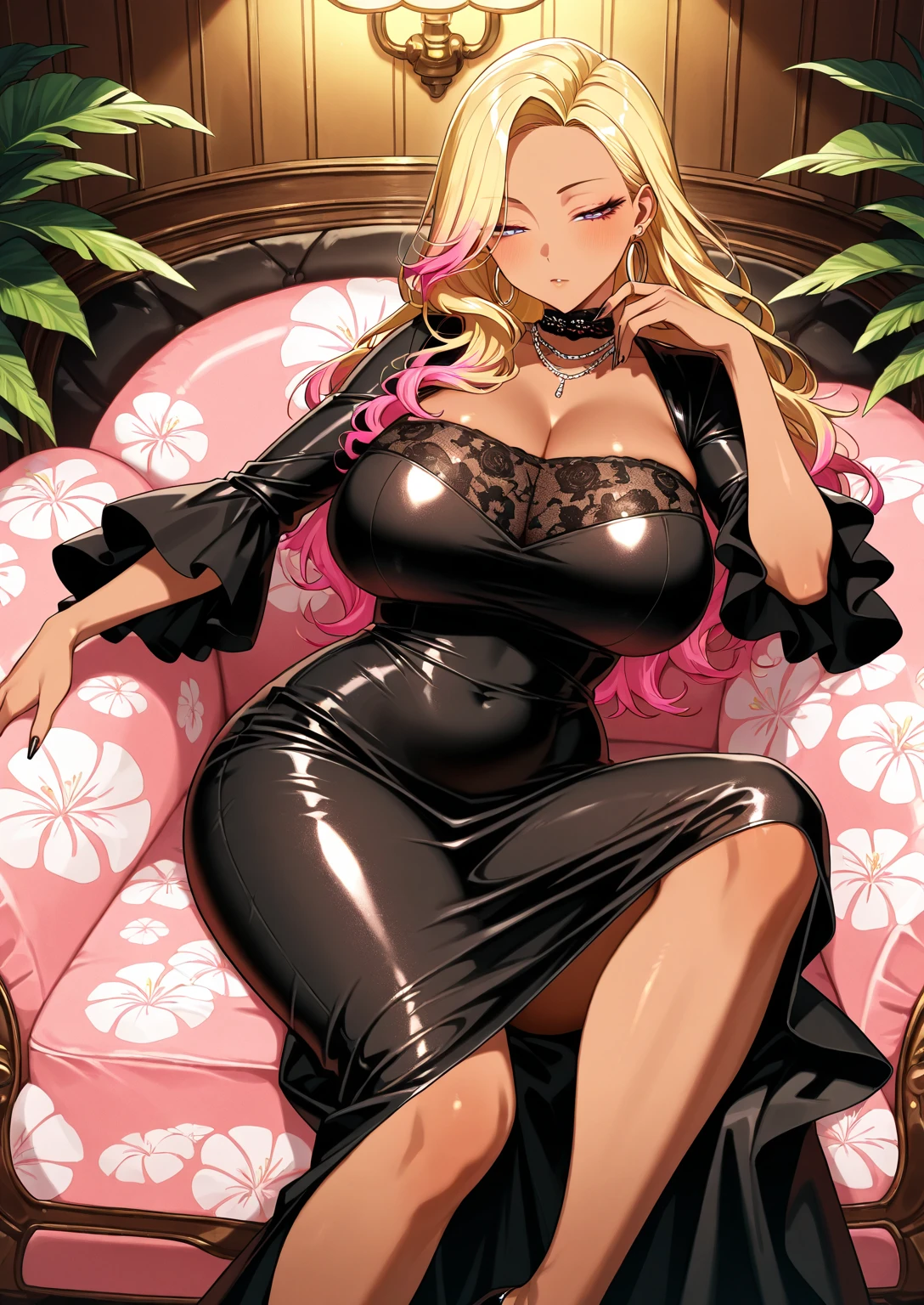 "(masterpiece:1.1), best quality, NSFW,
1girl, gyaru, (80s anime style:1.3), (eyelashes:1.5), (loli:1.2),
(intricate high detailed body:1.2),
yellow hair,
(hair between eyes:1.1), (long hair, wavy hair:1.1),
green eyes, (gothic makeup, red lip stick, eye shadow:1.1),
(slim body:1.2), (gigantic breasts:1.8),
(angry, smile:1.2), (open mouth, tongue out, blush:1.2),
(strapless bikini:1.1),
accessories, hair ribbon,
(sitting, spread legs:1.1),
(cowboy shot, cameltoe:1.1),
(daytime, beach:1.2)"