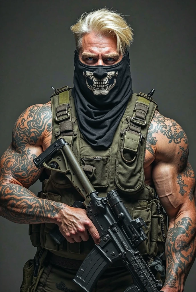 Create Simon "ghost" Riley from Call of duty shirtless and muscular with his tattoos on his arm next to his skull balaclava in a cabin with a Christmas tree with a pose on the ground and sexy MORE MUSCULAR AND IN ANOTHER POSE