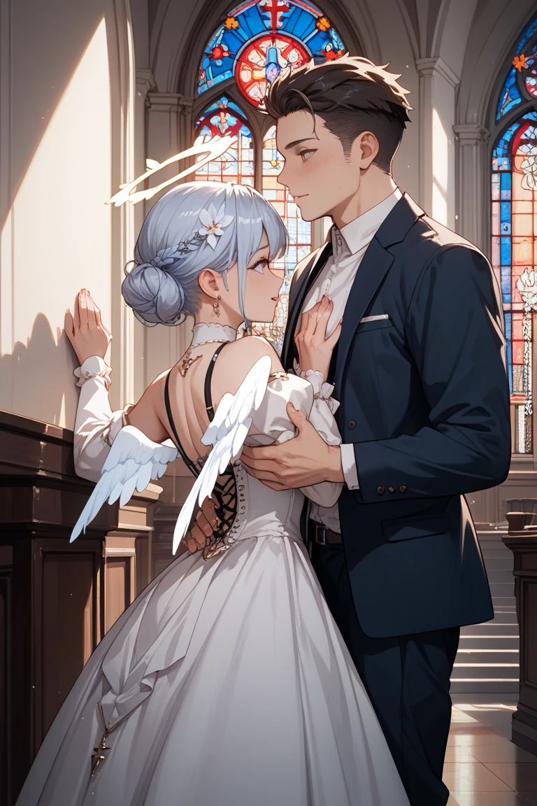 (masterpiece)、(Highest quality:1.1)、(Ultra HD:1.1)、The world is divided into two by a mirror、Woman looking in the mirror、Man and woman looking at each other in the mirror、Man looking at you from the mirror、They are looking at each other and holding out their hands、