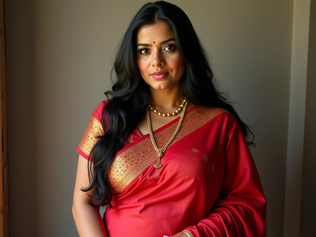 50yo mature MILF Anushka Shetty,((best quality)), ((masterpiece)), ((realistic)), sweat, alluring figure, bulging figure, thick charming lady, curvy, thick navel, full figured woman, eye kajal, massive breast, full body, styled hair, pierced eyes, female face,royal aura, trend on artstation , sharp focus, studio photo, intricate detail, very detailed, detailed eye, illustration, very detailed, sharp focus, digital render, professional, 4k