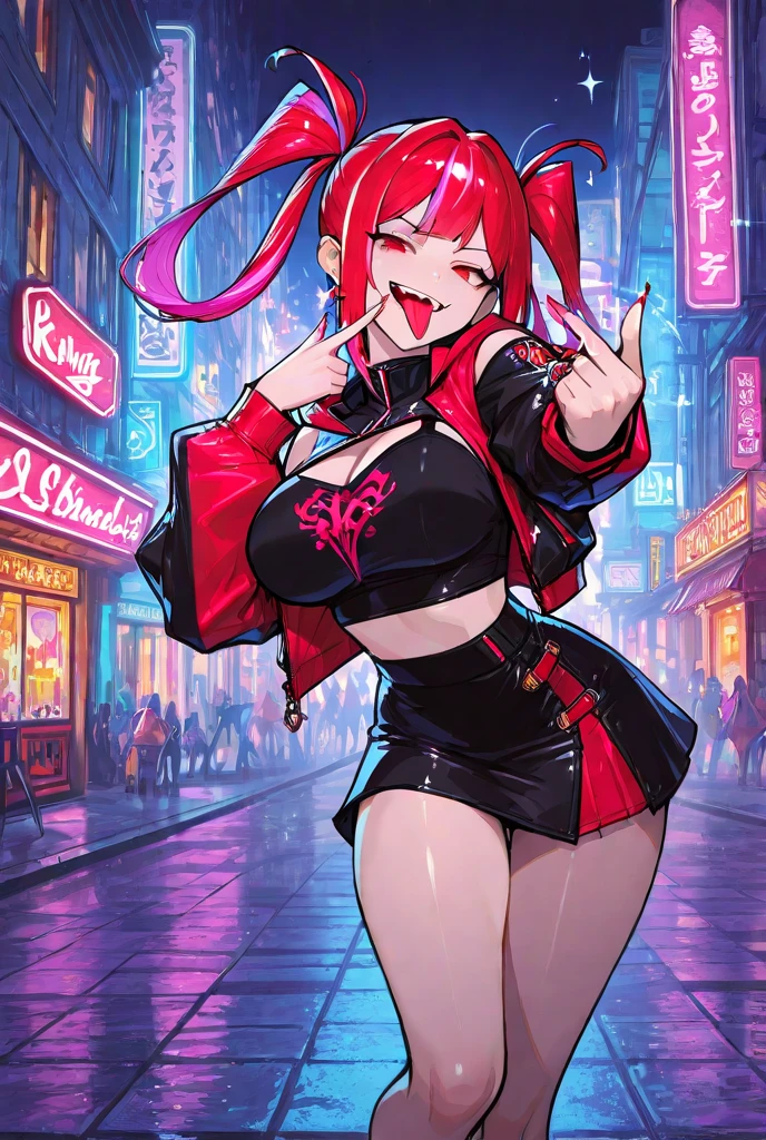 Beautiful and sexy Female Ninja The Mugen Tenshin clan, long hot pink hair,  soft blue eyes, perfect breasts, Rooftop, in the rain, Twilight, High quality Render,  (DOA) full body 