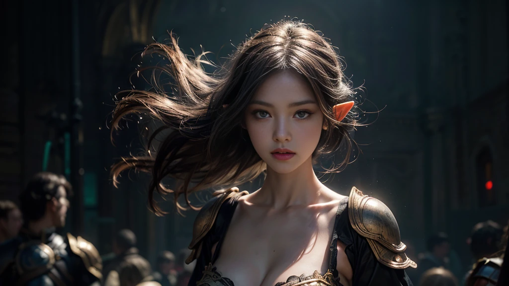 (futa girl, long hair, beautiful eyes, detailed face, exquisite makeup, elegant dress, detailed anatomy, large breasts, wide hips, very detailed penis, epic fantasy, magical, ethereal, glowing skin, soft lighting, cinematic, high quality, intricate details, photorealistic, hyper detailed)