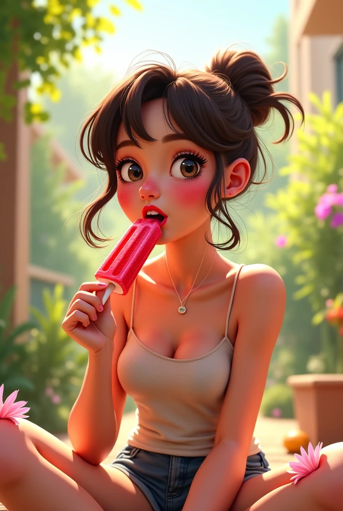 high quality, masterpiece, Cameron Diaz candybar, sour candy, sweets, lollipops, sprinkles, berries, showing clevage, nipple poke,