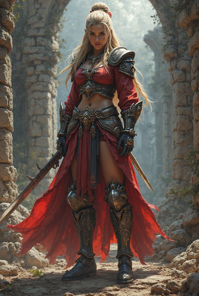 Barbarian Comic Girl with Axe and armour
