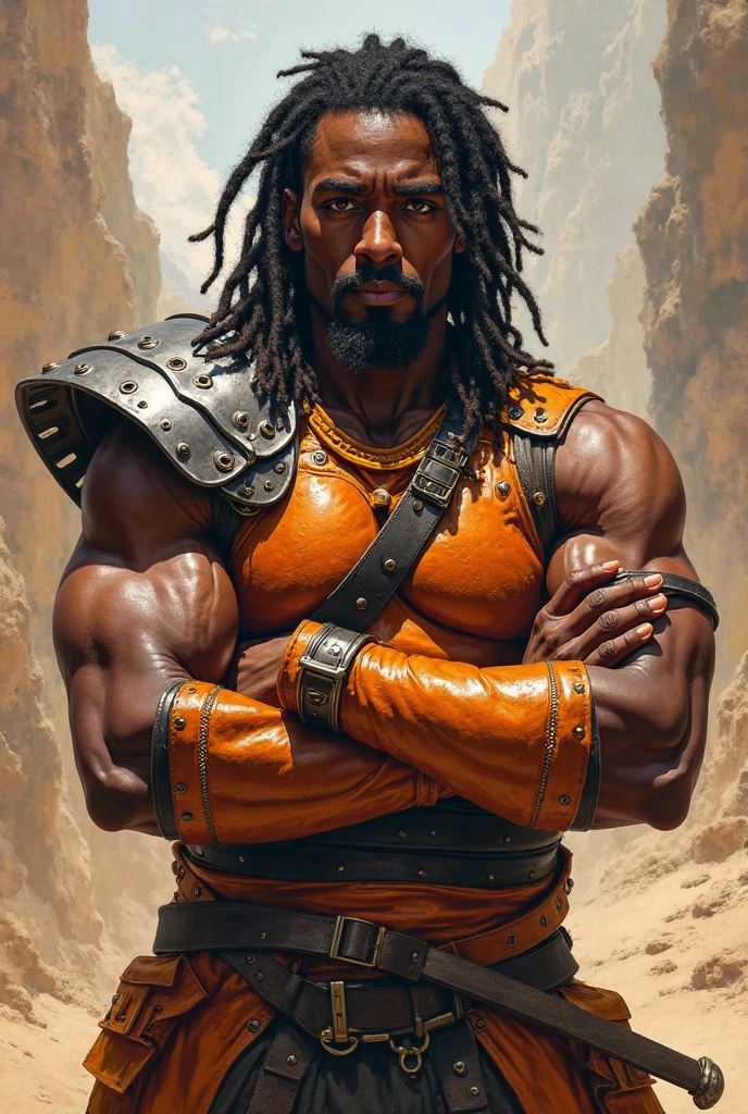 strong black guy with dreads scifi post apocalyptic style --auto
