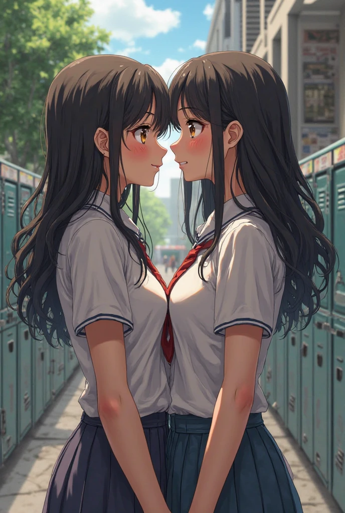 real,mini skirt,(NSFW),(2girls), 2 school girls, female genitalis job each other