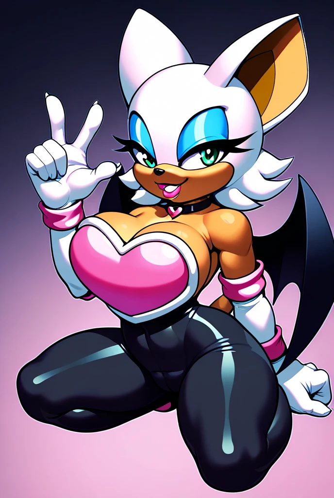 Rouge dancing and laughs Black bodystocking . Sonic