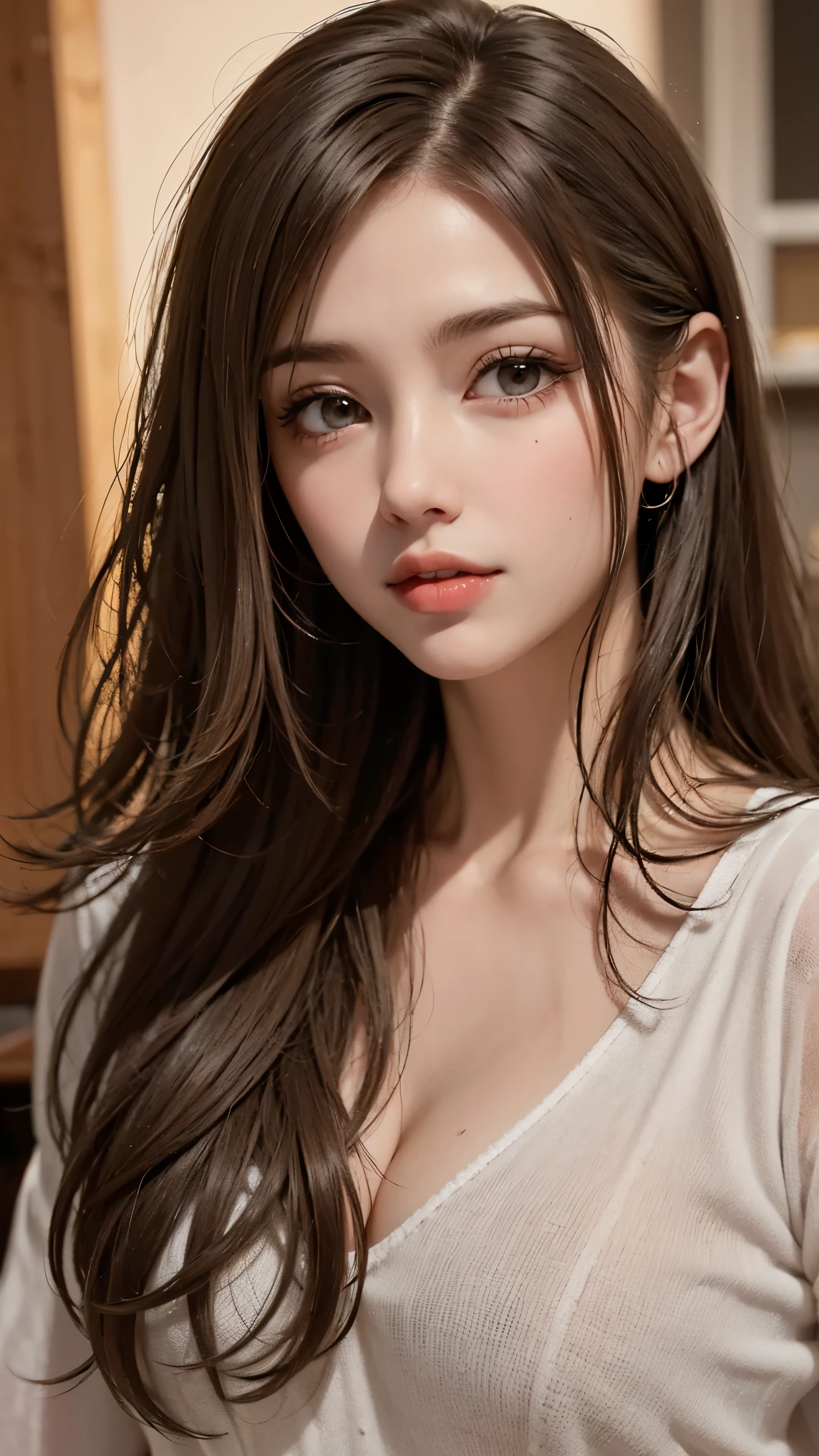 (masterpiece, top-quality、Very attractive adult beauty、Add intense highlights to the eyes、Look firmly at the camera),1girl in, 独奏, A dark-haired, scarf, Hats,, realisitic, looking at the viewers, black eyes of light color, shorth hair, coat, Winter clothes, White headscarf, s lips, lipgloss,bangss, The upper part of the body、big eye、Lashes)、((Road system in Italy))、((Shorthair with bangs、big eye、Put very strong highlights in your students、very Bigger breasts、gazing at viewer、Very beautiful beauty、Put your ears out、long neck、little smiling、Beautiful teeth、Open your mouth and smile))、28 year old、Very cute supermodel