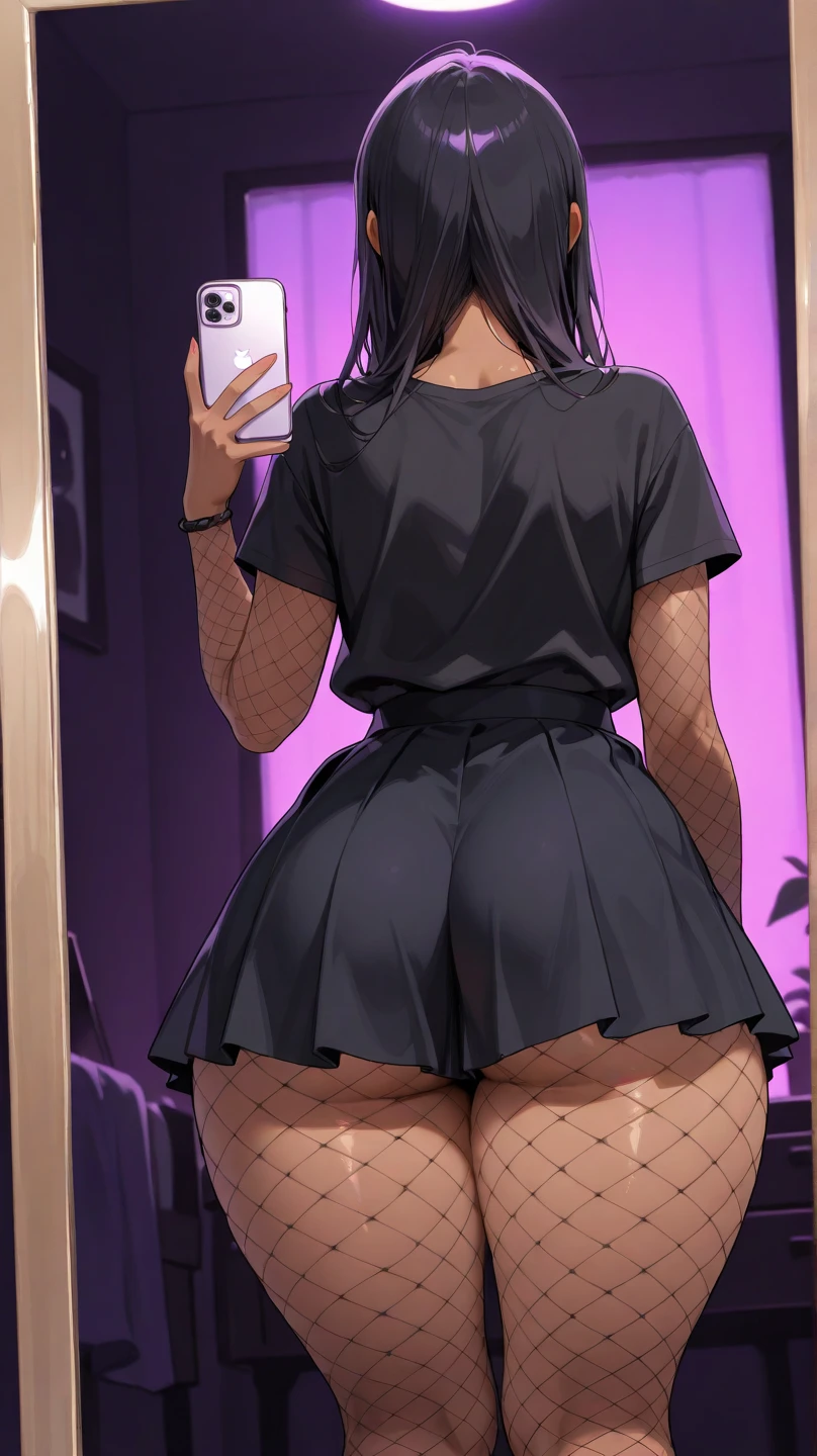 Night Cafe　woman　Back view　I can't see my face　Looking at smartphone
