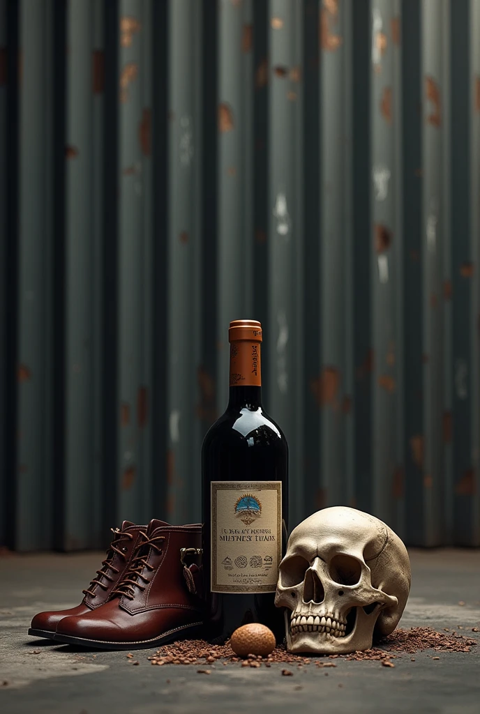 that has a bomb, a boot, a bottle, a bag of money and a skull