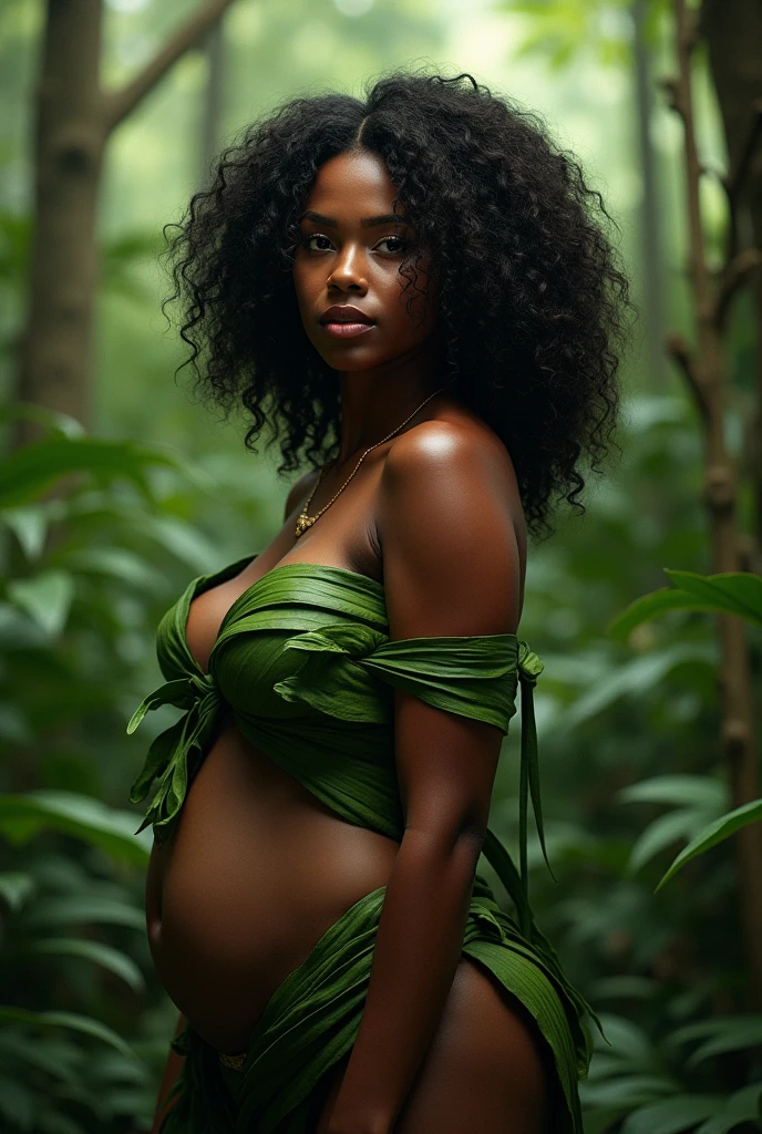 Naked black woman lying on her back
