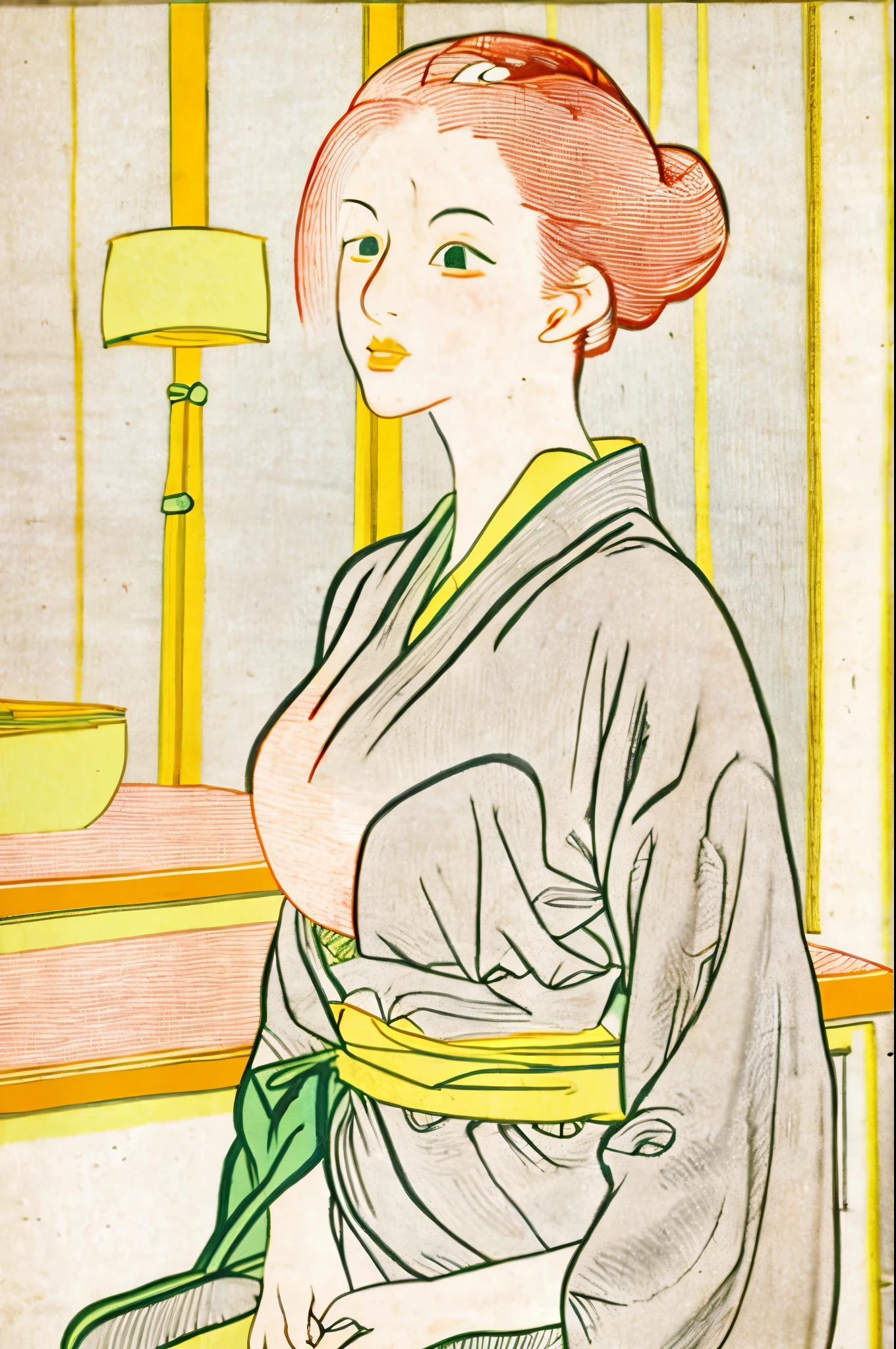 masterpiece, best quality, ukiyo-e:1.2, in hokusai style, a beautiful 20s russian model, ultra detailed face