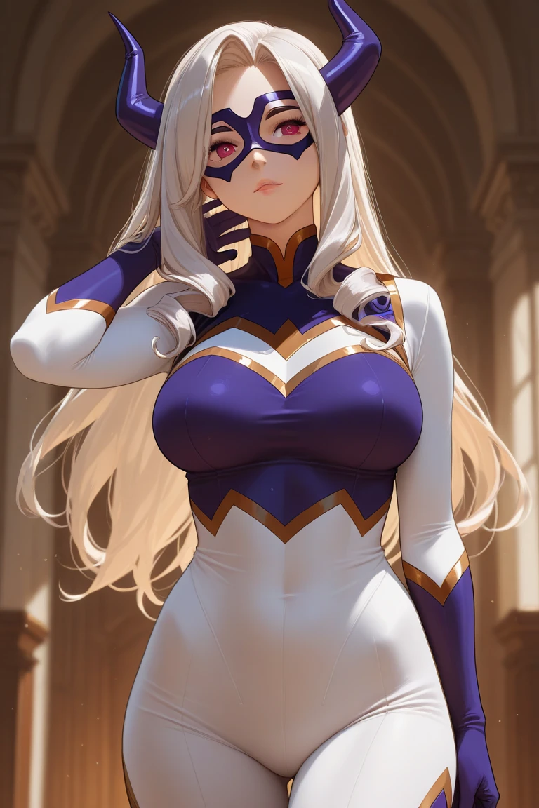 Mount lady costume and style, cabelo loiro, olhos verdes, seios grandes, (obra de arte, Melhor qualidade, (traje mount lady), (latex white costume), purple mask
(incrivelmente detalhado, beautiful rosto detalhado,lindos olhos detalhados, obra de arte, Melhor qualidade),Sozinho,, Melhor qualidade), thick thighs, Melhor qualidade:1.3), (Qualidade 4K)) , ((rosto detalhado)),((Sorriso)), ((curvy body)), (seios grandes), sensual, ((blue sky)), ((inclinando-se para frente)),