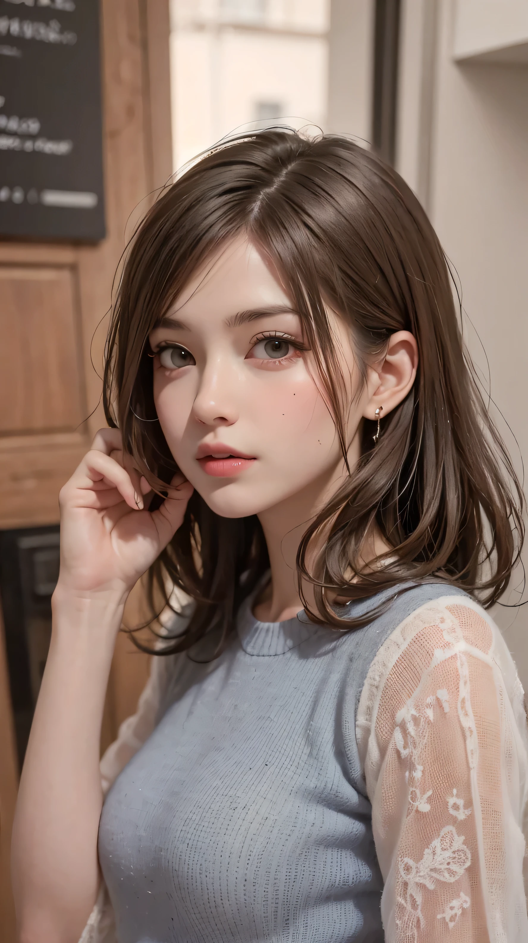 I am a mature woman with medium hair, light brunette