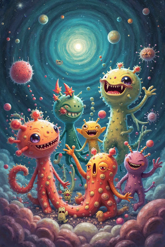cute monsters,colorful,digital art,fantasy,magic,ultra detailed,professional illustration,chalk,poster artwork by Basil Gogos,clean DonMC3l3st14l3xpl0r3rsXL