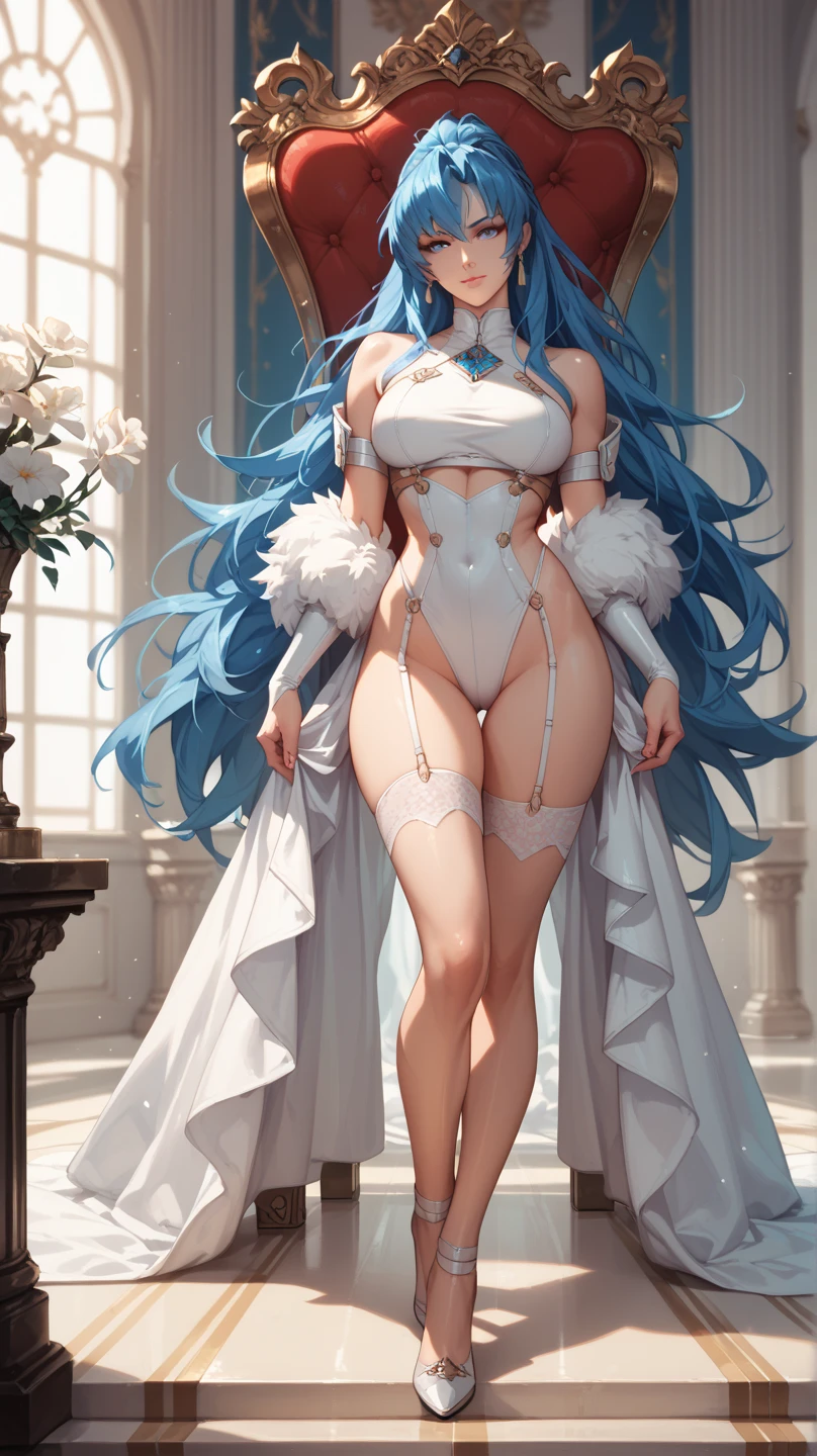 {-erro_de_anatomia:1.0} There is a white unicorn girl, blue mane and long mane, white unicorn, unicorn, unicorn horns, A unicorn, celestia, Nine stories, blue unicorn, soft dreamy, cinematic light《fangs》Unicorn in, mythological creatures, a mythical creature, Pokémon illustration, unicorns, a glaceon princess, Auroracore, ghostly iridescent, image good for rendering, laying in the bed, unicorn girl, full body.