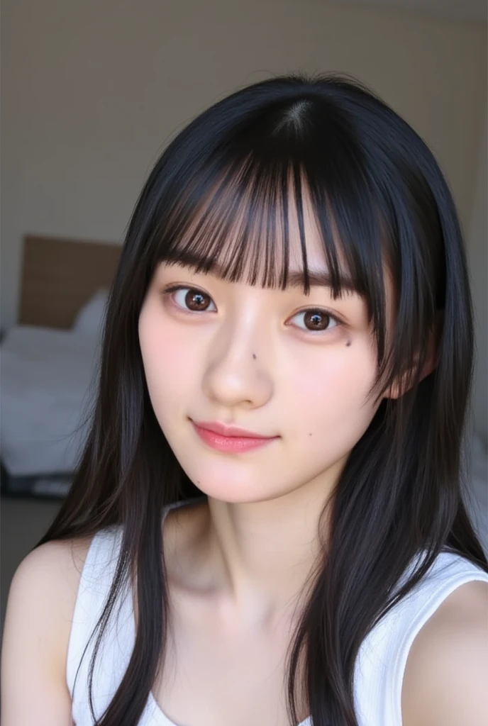Japanese、18-year-old、Very slim、((Smiling))