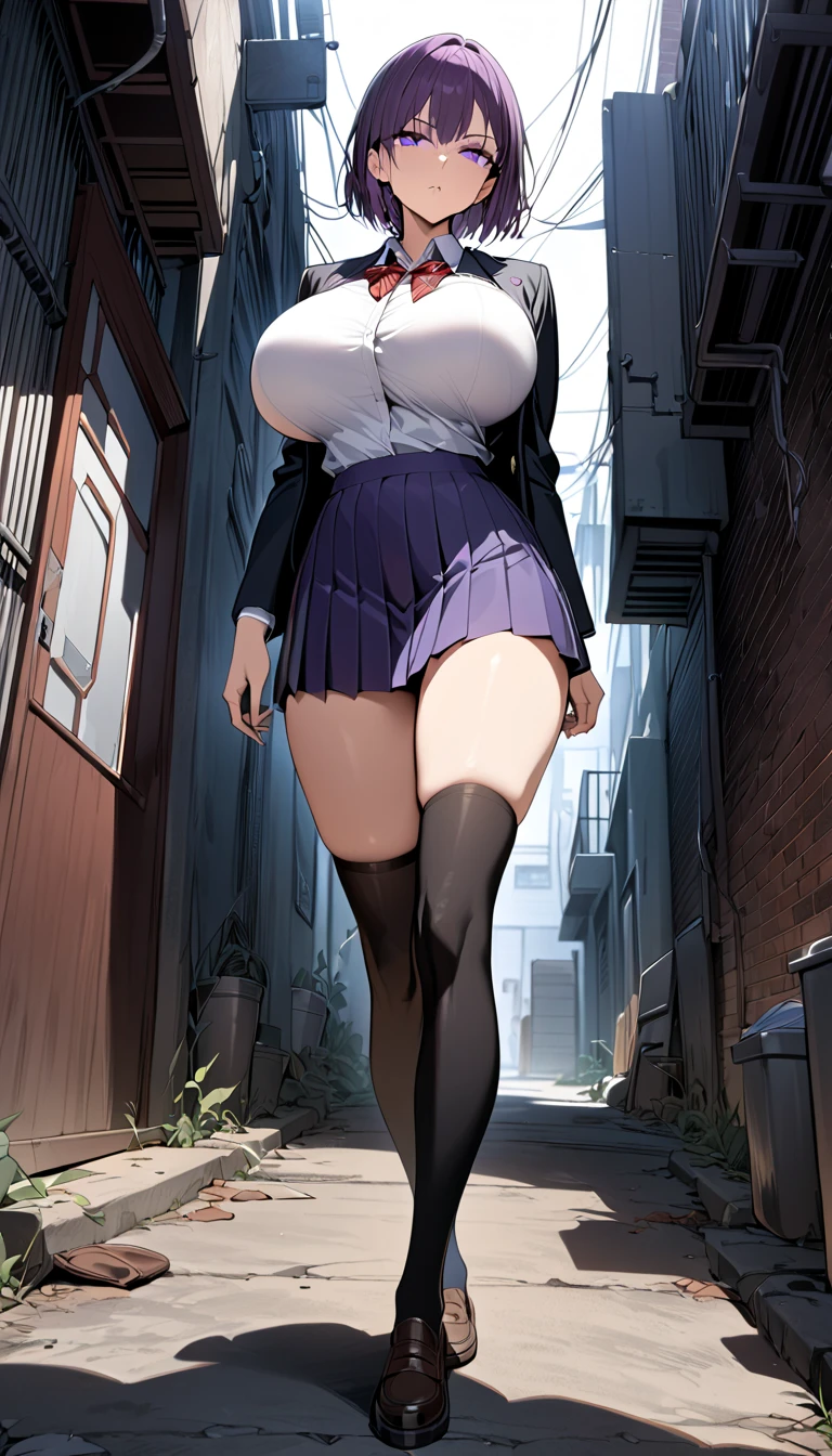 Alisa Kujou,
(night:1.7), 1 girl standing at attention, 22 years,young female,beautiful Finger, beautiful long legs ,beautiful body ,beautiful Nose ,beautiful character design, Perfect eyes, perfect face,
There is an anime girl., 1 girl, thighs, Alone, (very short skirt:1.4), Blue eyes, old, black dress ,elegant , long socks (short dress) , neckline, bow, hand on hip, blush, black thighs, bowtie, inside, brown shoes, The Great Passage, moccasins, Shoes, large old, looking at the viewer , (Booty that emphasizes curvaceous beauty),take half distance, close up shot of open mouth, thighs,
looking at the viewer, smile, greeting the viewer, In the center of the image, Fondo de pantalla CG unity 8K extremadamente detallado, Perfect lighting,showy, bright_forehead_face_Lightinasterpiece:1.0),(better_quality:1.0), ultra high resolution,4k,ultra detailed,
Photography, 8K, HDR, high resolution, absurdities:1.2, codas portrait, film grain, blurred background, bokeh:1.2, Lens flare, (Vibrant_Color:1.2)
, (beautiful_face:1.5),(narrow_waist), (beautiful,huge_old:1.3)