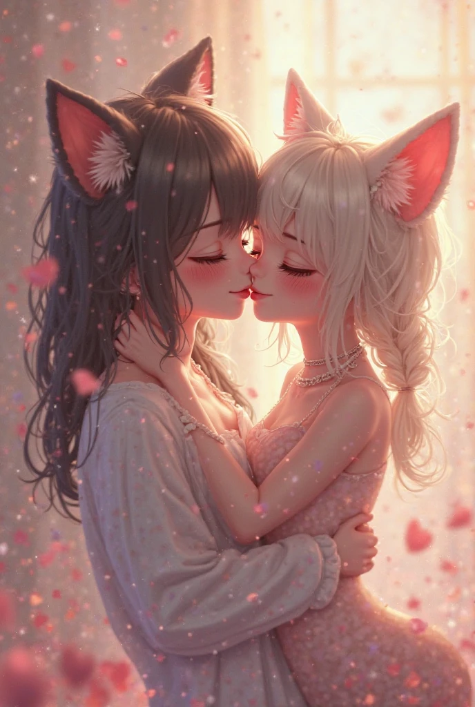 masterpiece、top-quality、(Photo Realisticity)、((life-like3D Anime)),fox ear、beautiful a girl、twinsies、white hair、2 girls in、(((incoming kiss,Closed eyes))),hyperdetailed face、Hidden Face、二重まぶた、shinny skin、(((Rich kiss)))、Bring your face closer、kiss, Saliva,profile、Sperm on the face、Sperm in the mouth、Deep kissing,(((NSFW)))、Drooling、((red blush))、(((cum in mouth))),(((Sperm on the face))),Enraptured eyes,Staring at each other、((grabbing on breasts)),(((Sperm bukkake))),(((Stick out the tongue))),(((Make them drink saliva)))、dripping saliva,(((Sperm by mouth))), on the chest、(((completely ))),(My face is covered in sperm))),(on the beds)