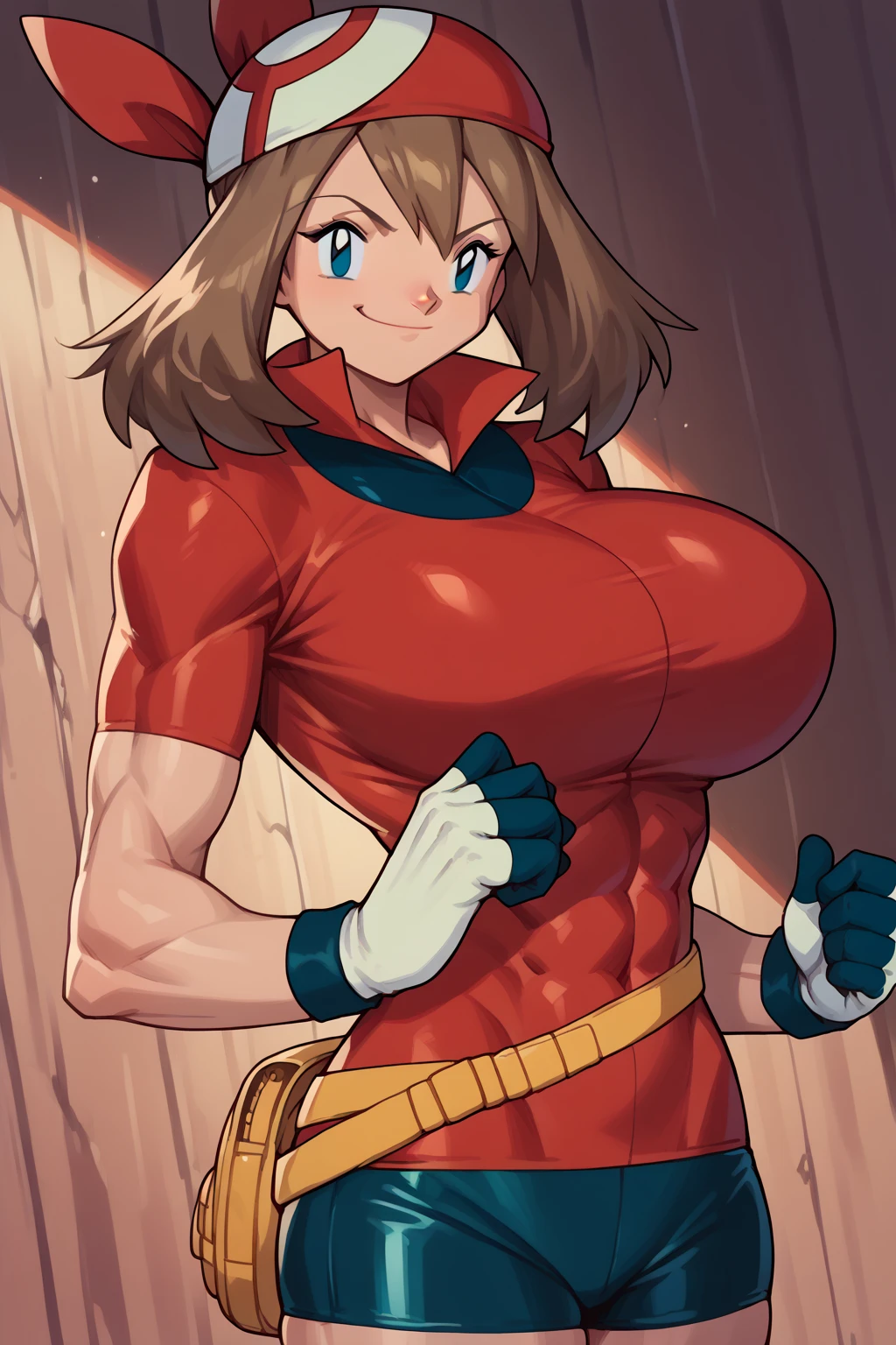 1girl, solo, gigantic breasts, thick thighs, thight fit, ripped clothes, exposed pussy, pubir hair, evil android 21