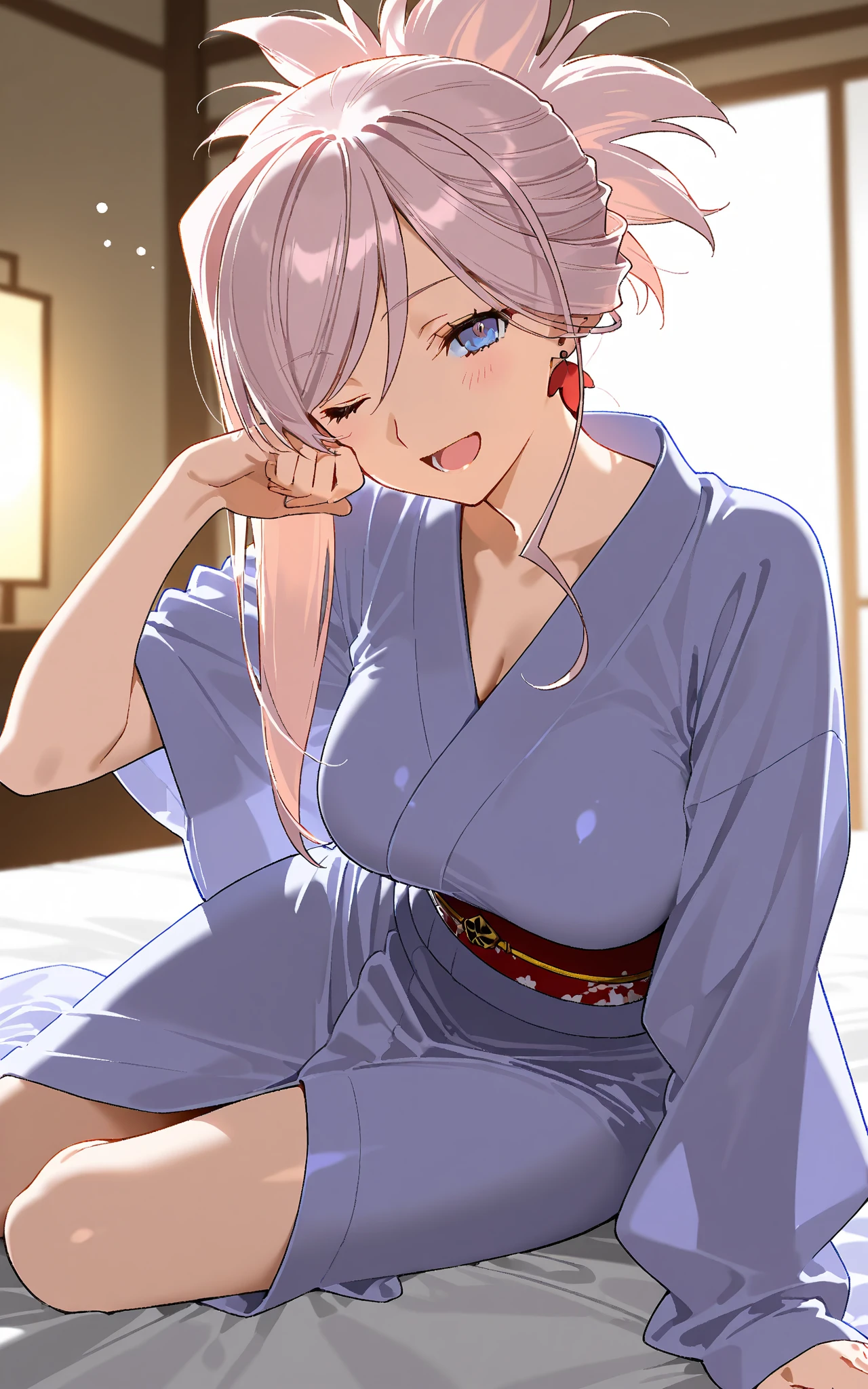 masterpiece, highest quality, High resolution, break, ,Lara 1 , break
汗, heart-shaped pupil, simultaneous, nadium chest, half closed eyes, smile,erotic face,show viewer, from below, concentrated, Beyond the particles of light, love hotel bedroom, Off-the-shoulder pink kimono,barefoot,sexy pose,Crotch crotch,Place your left hand on your lower lip,big breasts