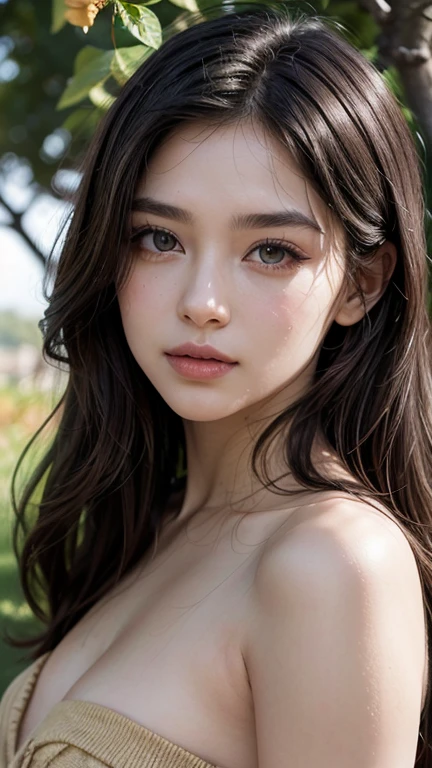 NSFW, hot, Nun Girl, Perfect face, perfect body, body shot: 1.3, Ultra details on beautiful face, Hair to the wind, ultra details, 8k, closeup on her big round breasts, background inside a church