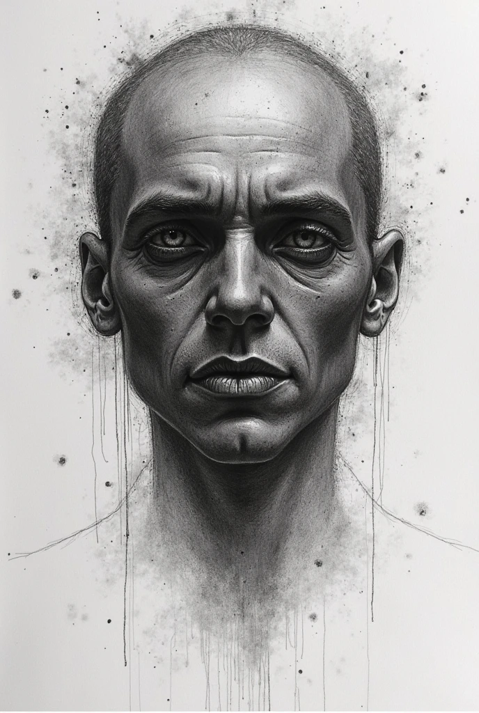 an abstract face made with loose lines and black spray paint.
phrase: mask on, mission loud