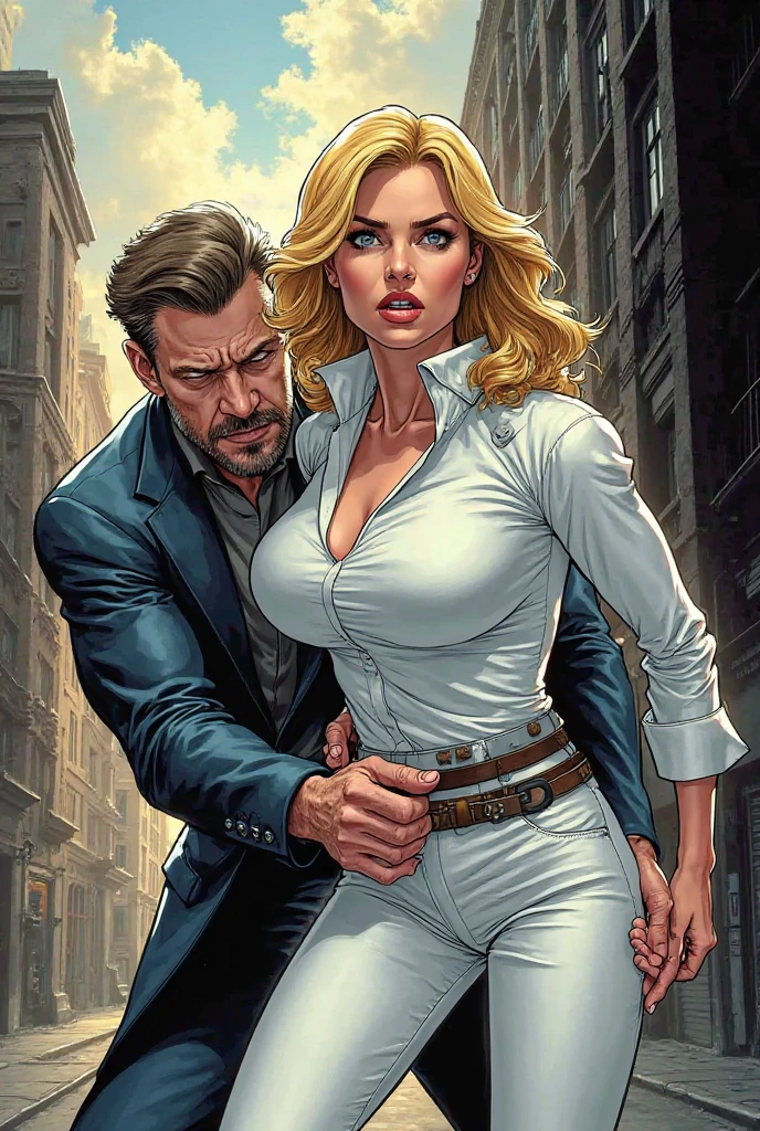 (gouache:0.8), (vector:1.4), smirk, a Sylvester Stallone and Margot Robbie, dancing in the park, ultra sharpness, night, muted colors,detailed face,detailed eyes,